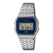 Casio Iconic A159WEVJ-2ER - bracciale acciaio - cassa resina grigia - quadrante blu multifunzione
